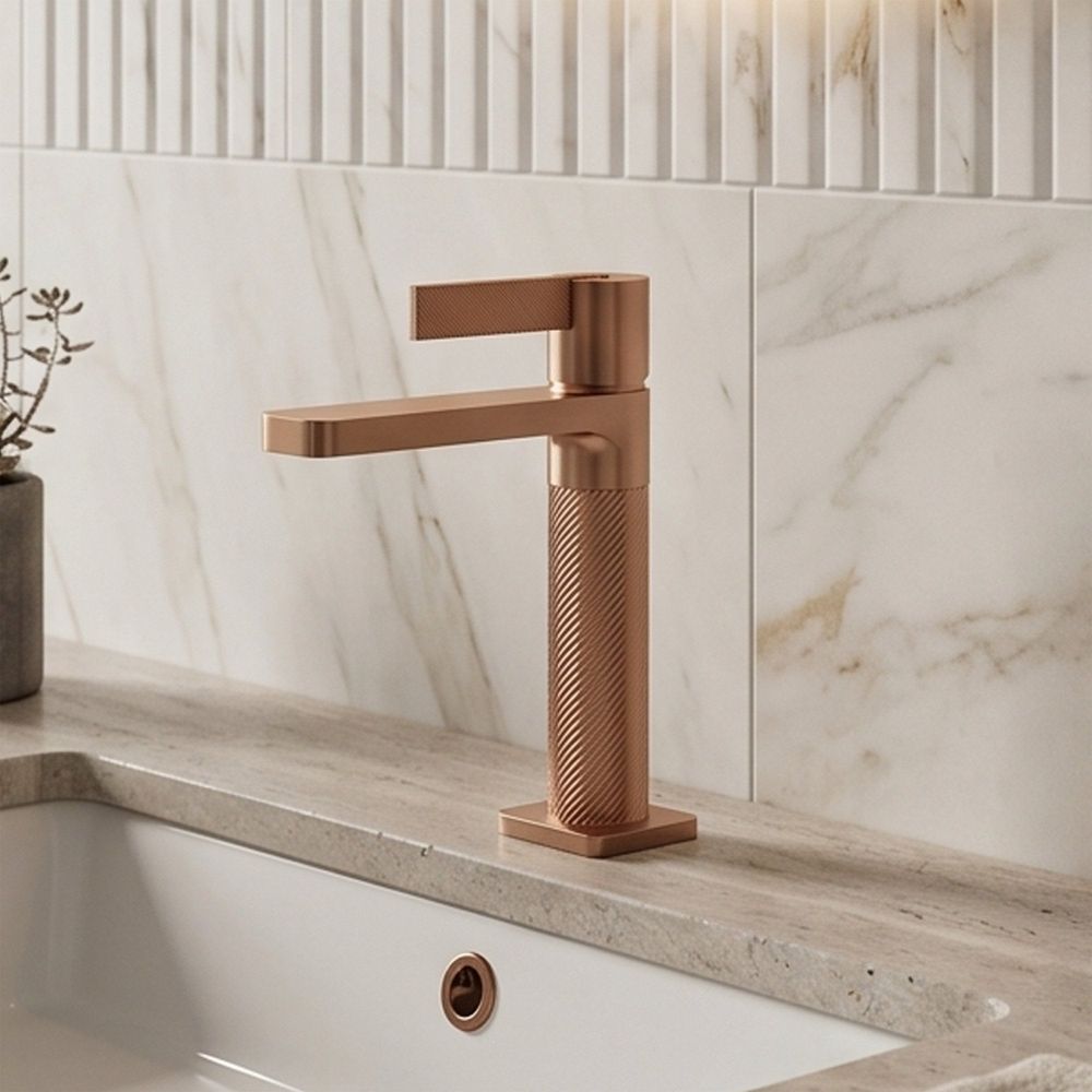 Thane brushed bronze basin mono tap inc waste roomset
