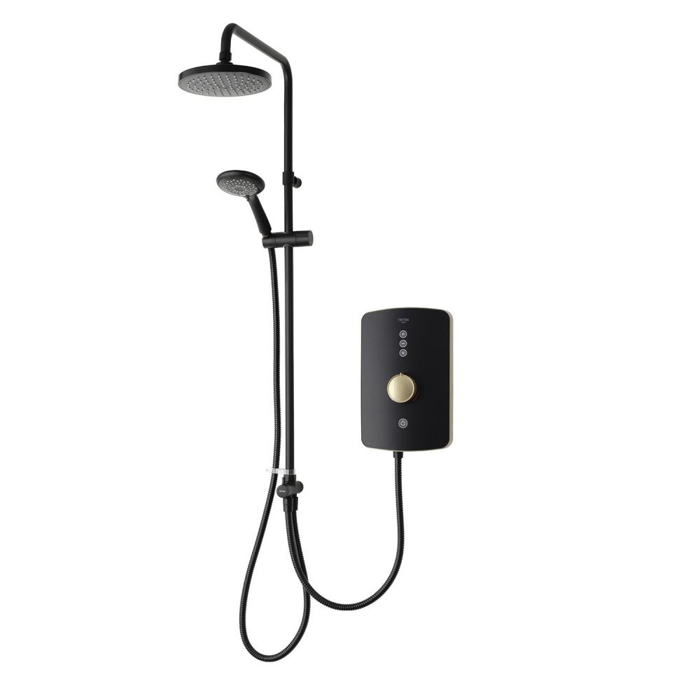 Triton Amala DuElec Matt Black Electric Shower, 9.5kw - Brushed Brass