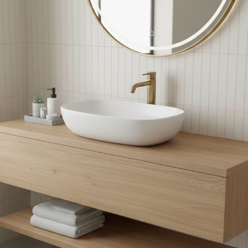 Nagato White Curved Countertop Basin
