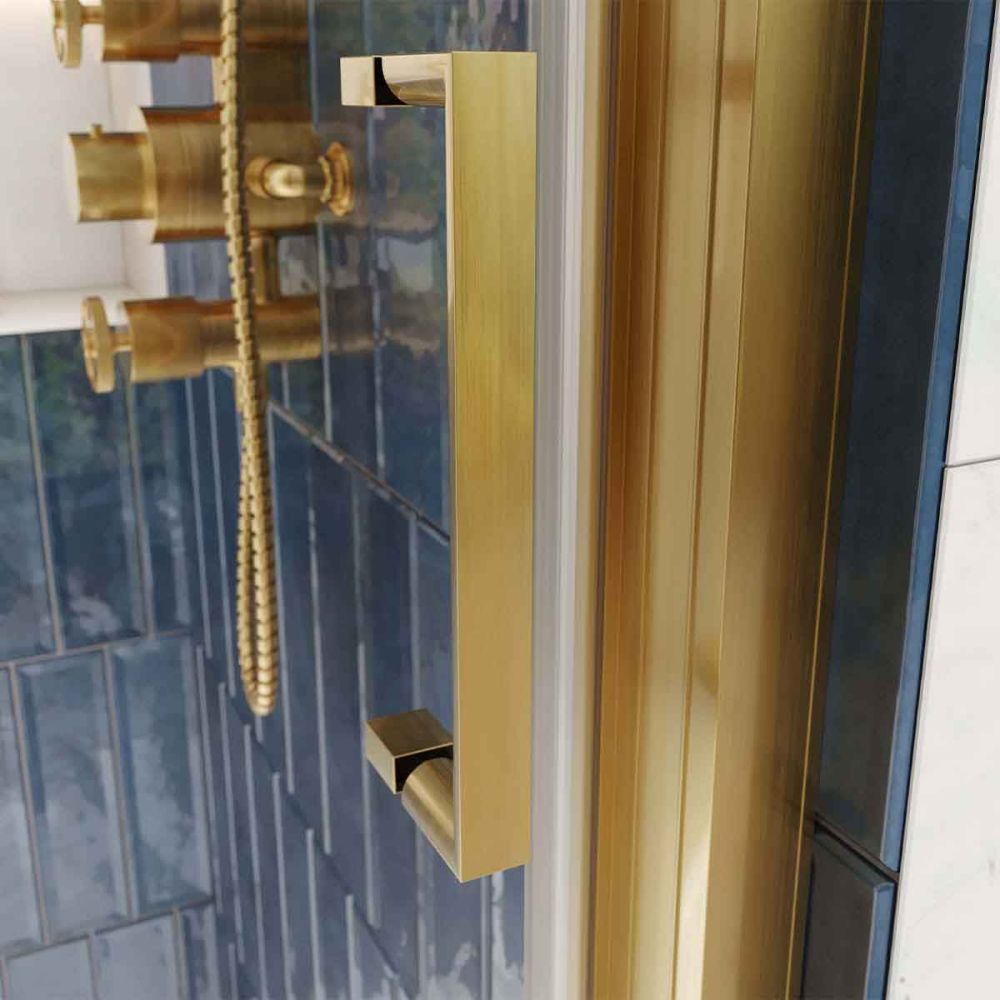 Fabio Brushed Gold Sliding Shower Door Quadrant