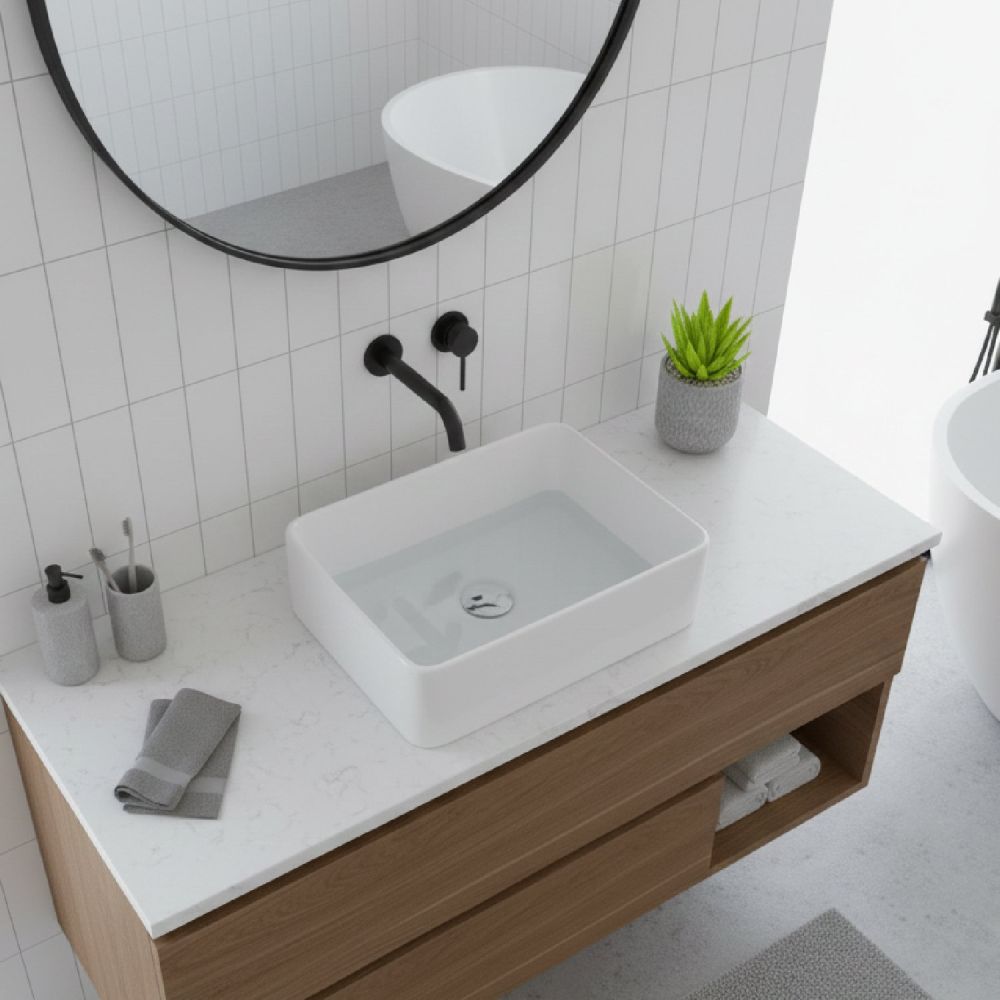 Ursula White Rectangle Countertop Basin