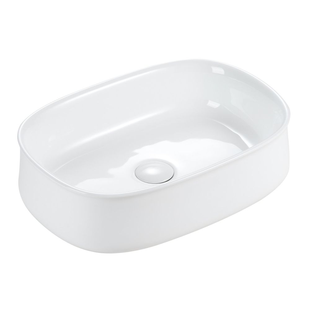Talos White Curved Countertop Ceramic Basin