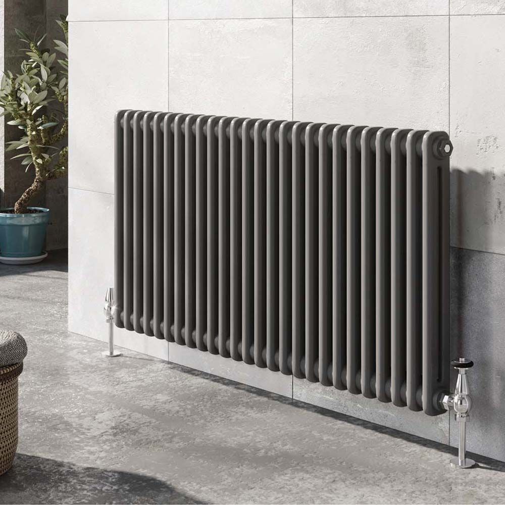 Upton Grey Double Horizontal Column Radiator 600x1010mm