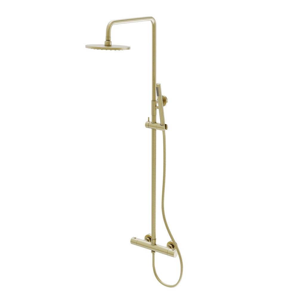 Elora Brushed Gold Round Thermostatic Shower Pack