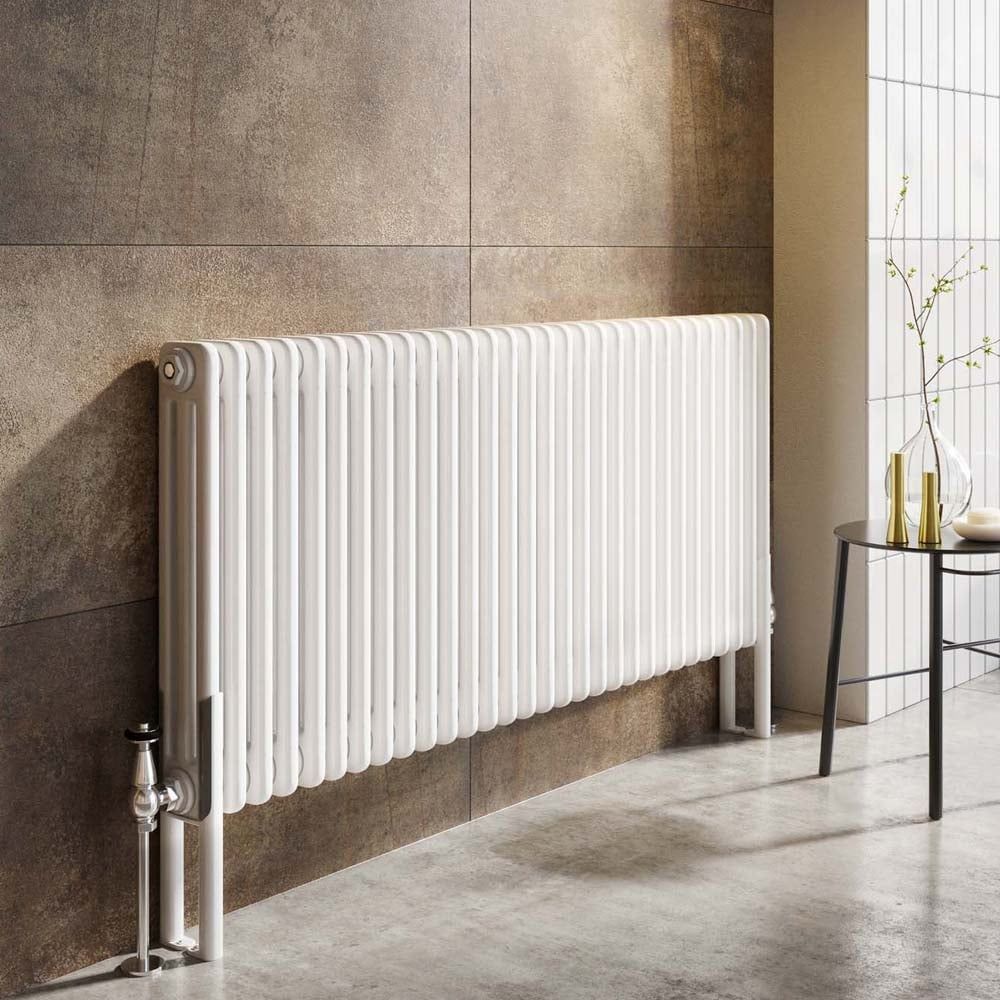 Upton White Pair of Triple Column Radiator Feet