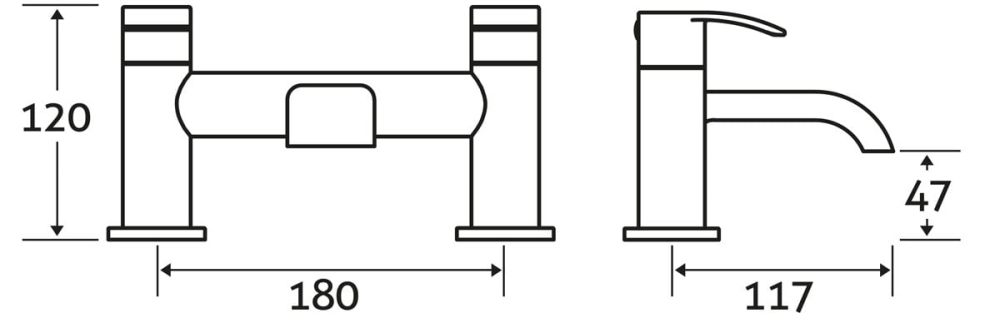 Harlow Chrome Bath Filler Tap dimensions
