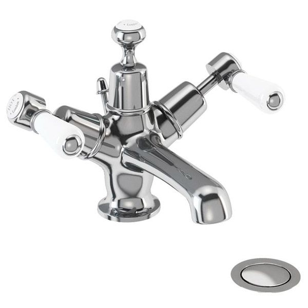Burlington Kensington Chrome Basin Mixer Tap with Pop-Up Waste
