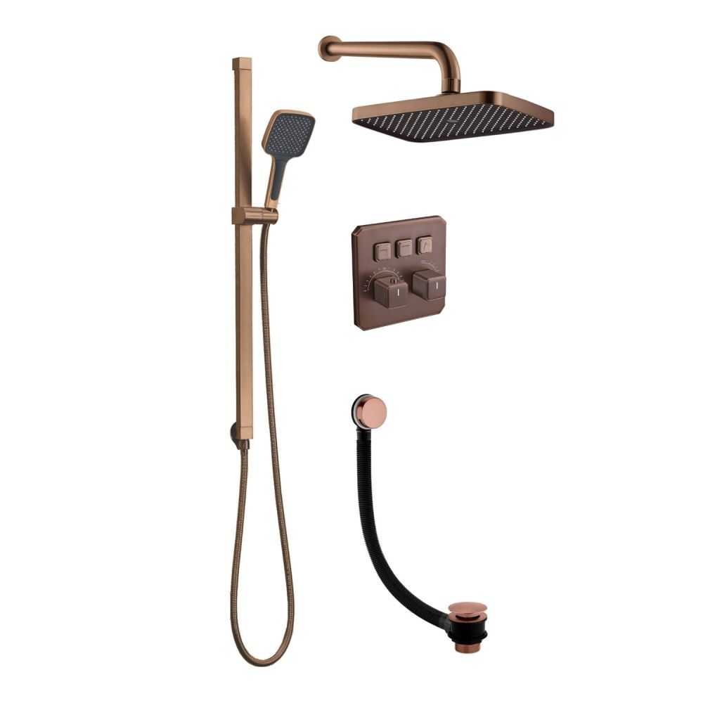 Flint Triple Outlet Concealed Valve Shower Pack - Brushed Bronze