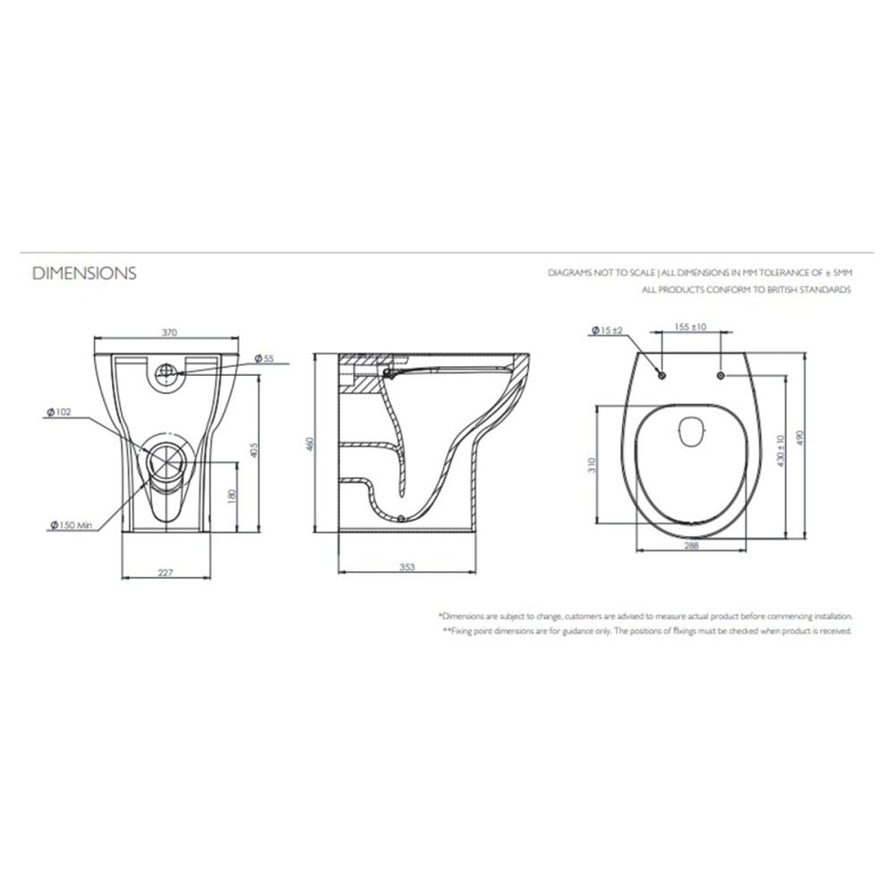 Tavistock Loft Comfort Height Back to Wall Rimless WC Toilet Pan with Soft Close Seat