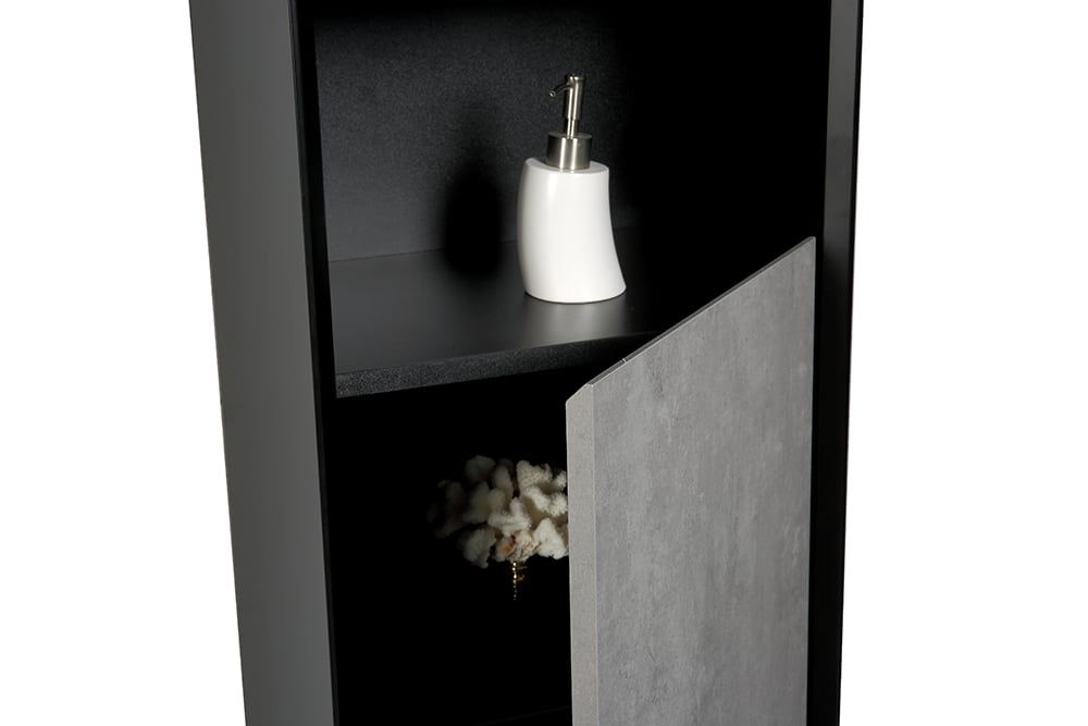 Snowdon Concrete and Black Wall Mounted Tall Storage Cabinet