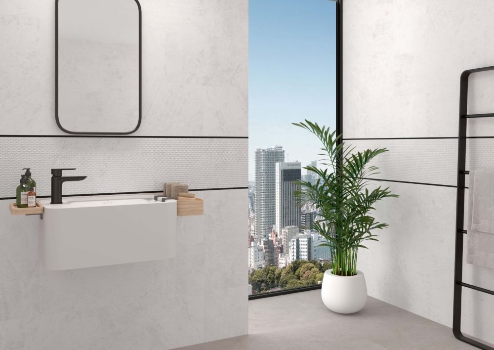 Donovan White Concrete Effect Porcelain Tile 600x1200mm