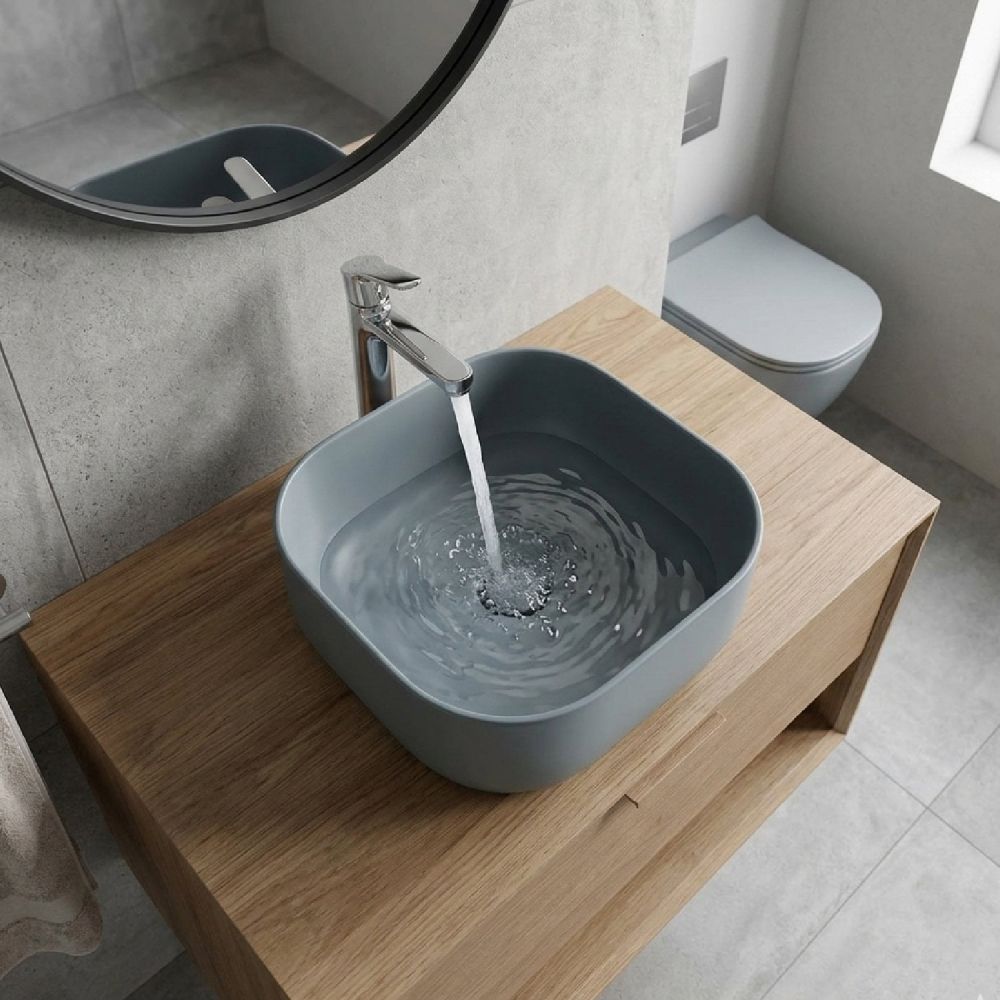 Micheli Matt Grey Square Countertop Basin