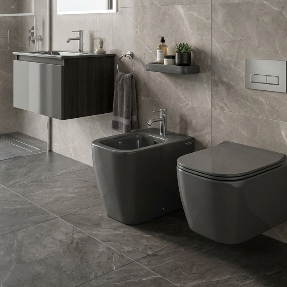 Micheli Grafite Gloss Back to Wall Bidet