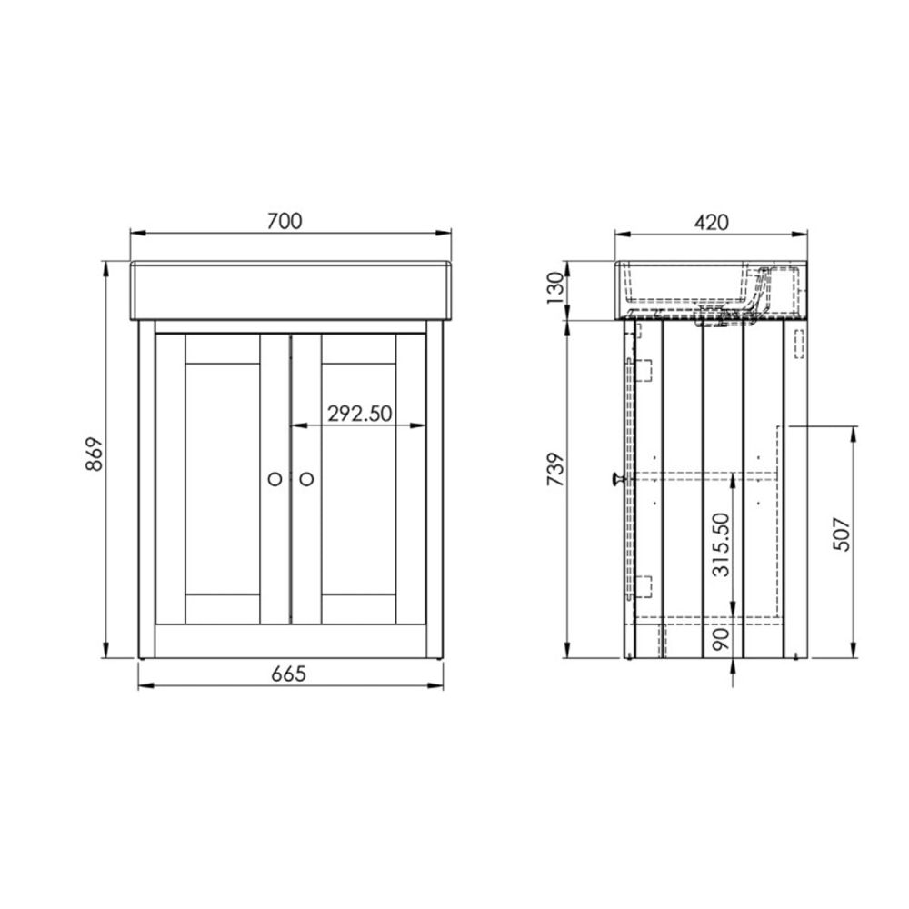 Tavistock Lansdown Pebble Grey Floor Standing Vanity Unit with Basin 700mm