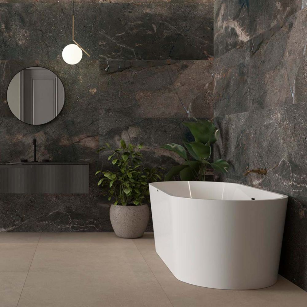 Zoltan Graphite Stone Effect Matt Porcelain Tile 600x1200mm