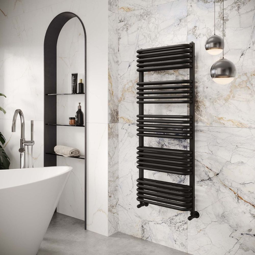 Hanley Matt Black Heated Towel Rail 1269x500mm