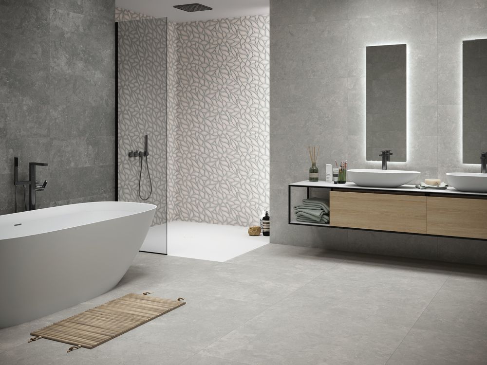 Idris Gris Decor Ceramic Wall Tile 300x900mm
