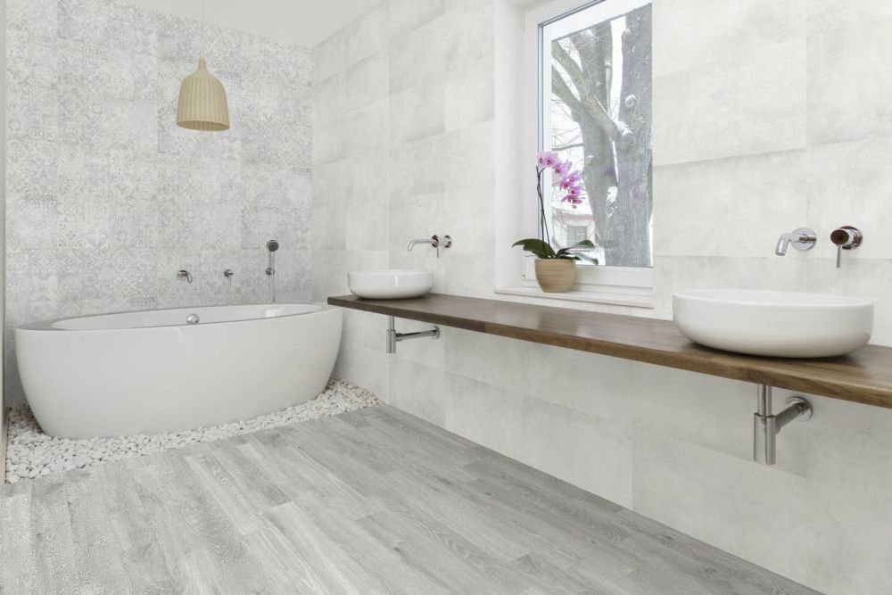 Lancer Blanco Concrete Effect Matt Ceramic Tile 300x900mm