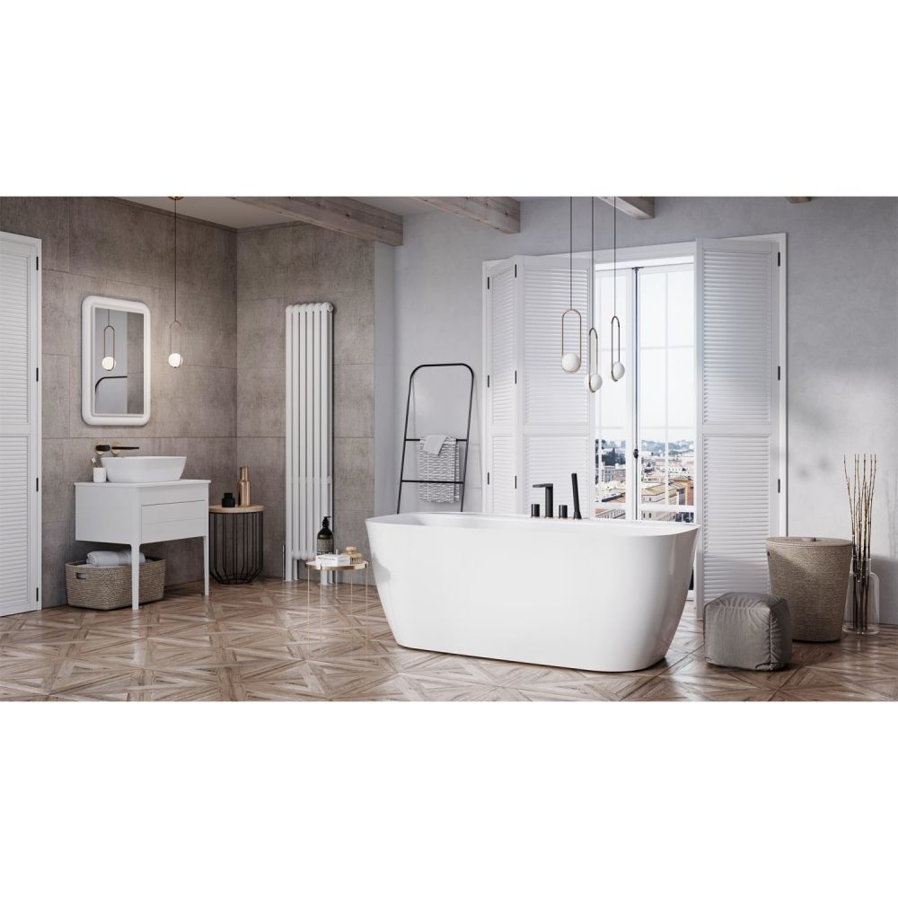 Modern roomset showing the Tidal White Freestanding Acrylic Bath 1600x800mm