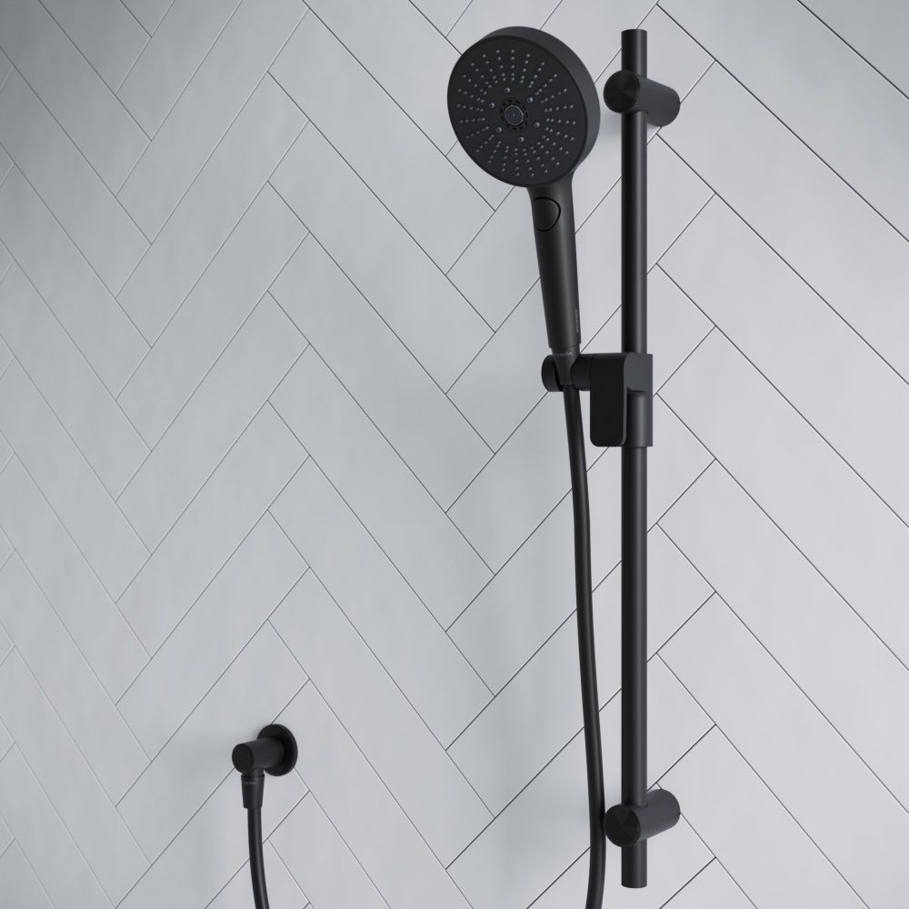 Aqualisa S1 Matt Black Smart Digital Shower Triple Outlet (Slide Rail Kit with Bath Filler and Fixed Wall Head) HP/Combi