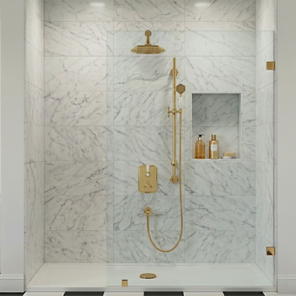 Adonis Gold Dual Outlet Concealed Valve with Shower Head & Slide Rail