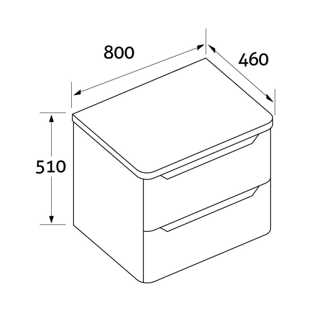 Ellis Wall Hung 800mm Vanity Unit Spec Drawing