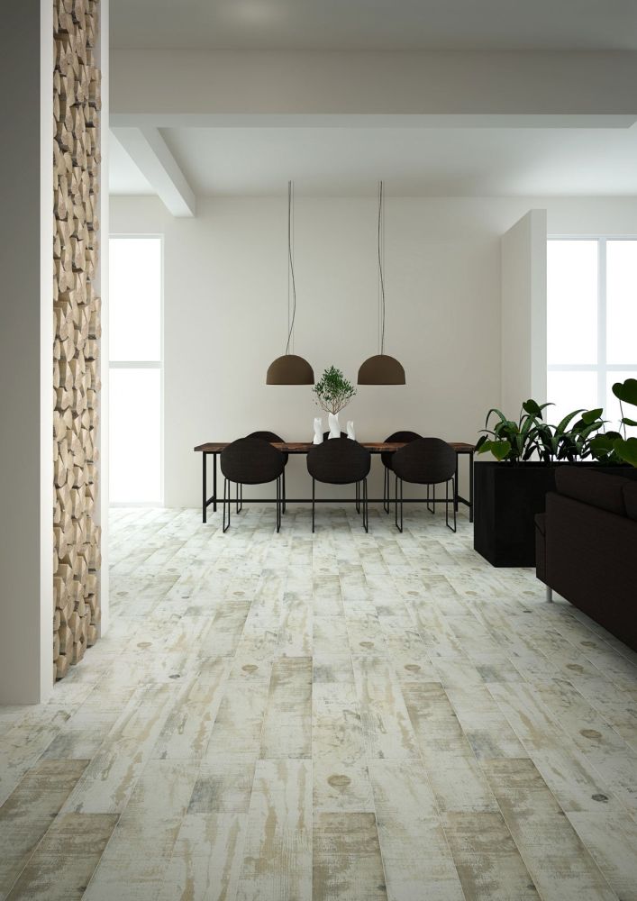 Rex White Wash Wood Effect Tile 150x900mm