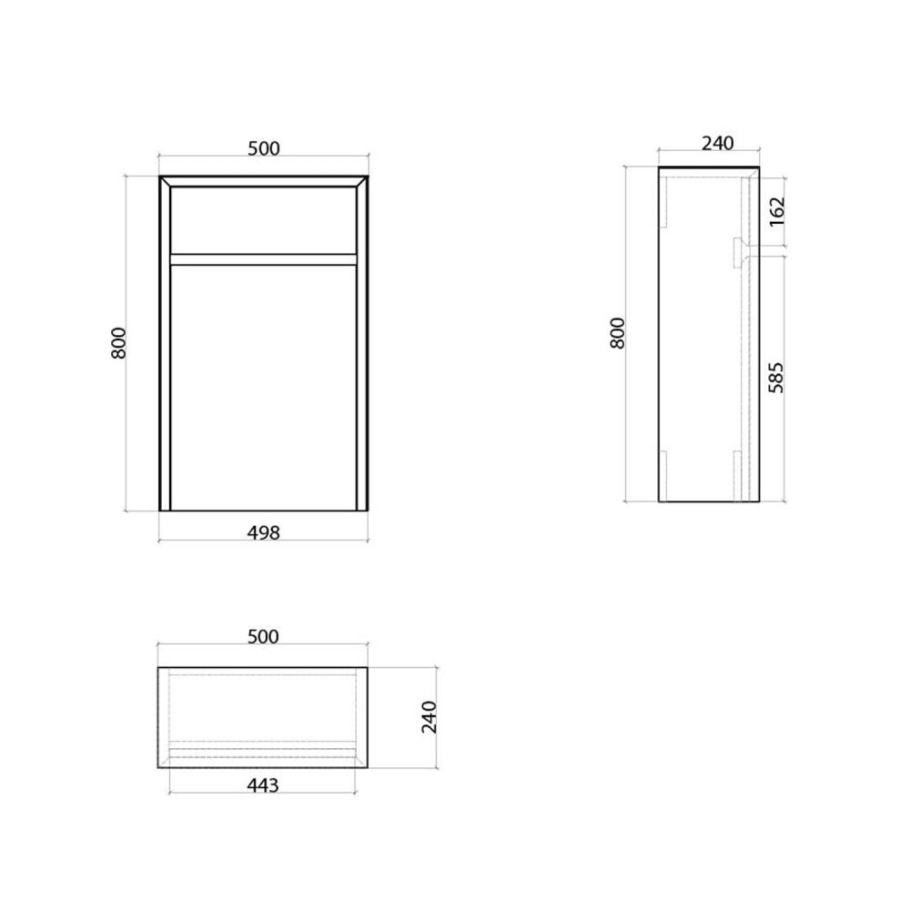 Venus Gloss White WC Unit Spec Drawing