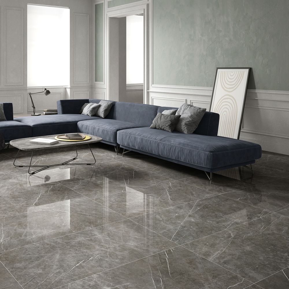 Arcadia Dark Grey Polished Porcelain Tile 600x1200mm