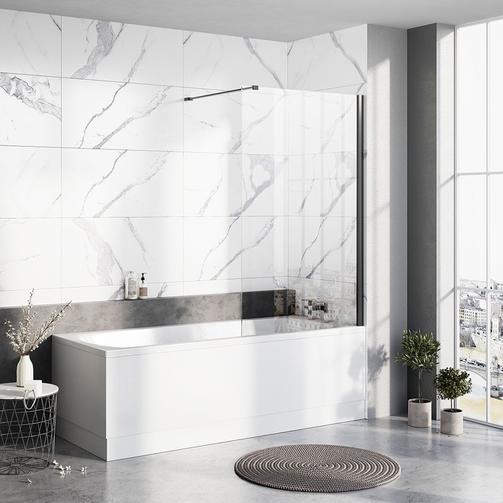 Statton Black Frameless Bath Screen