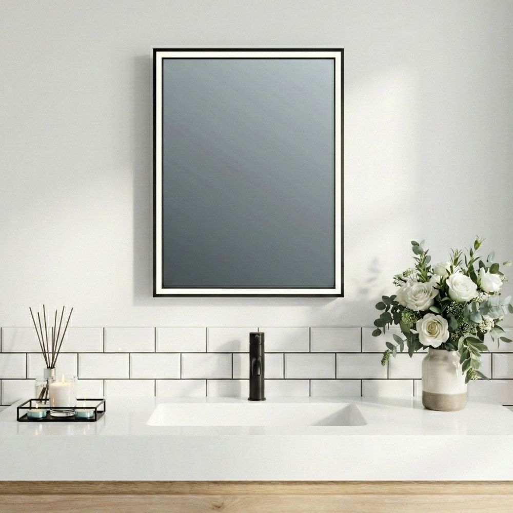 Adison Black Framed LED Backlit Heated Bathroom Mirror 600x800mm