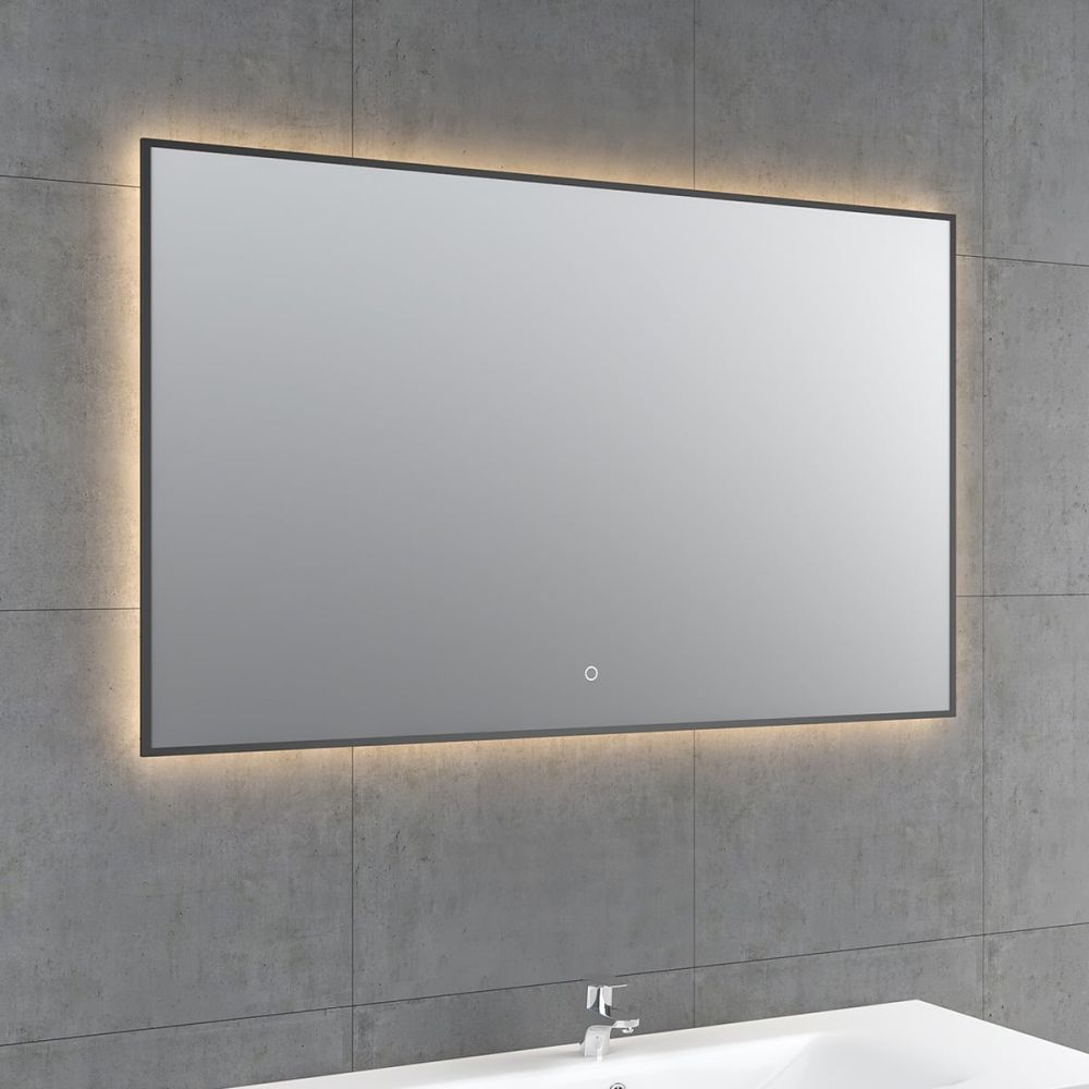 Rione Black Rectangular Backlit LED Heated Mirror 1200x550mm