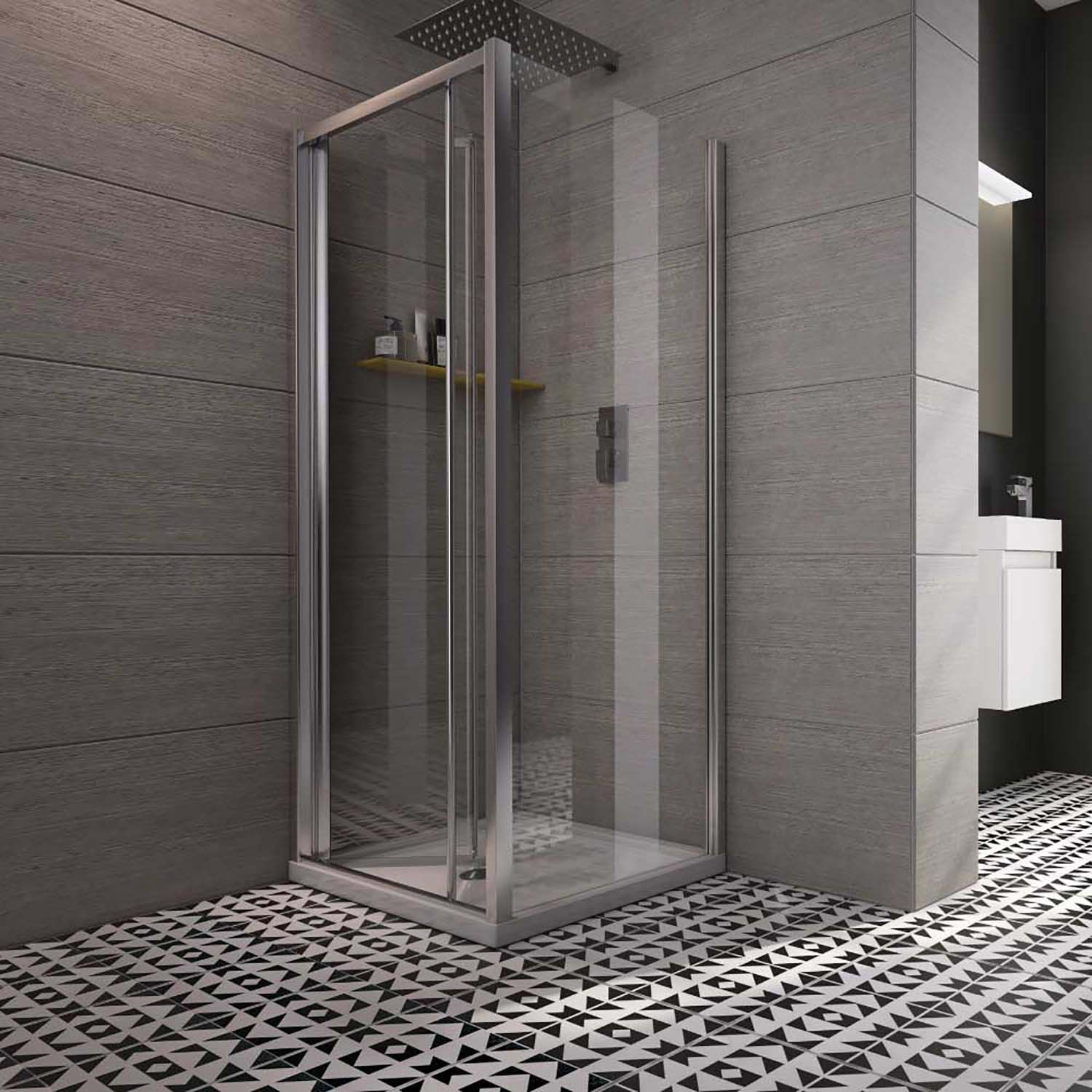 ELEGANT Bifold Shower Door 900mm Glass Shower Enclosure Reversible Folding Shower Door Black 70290003 - View #8