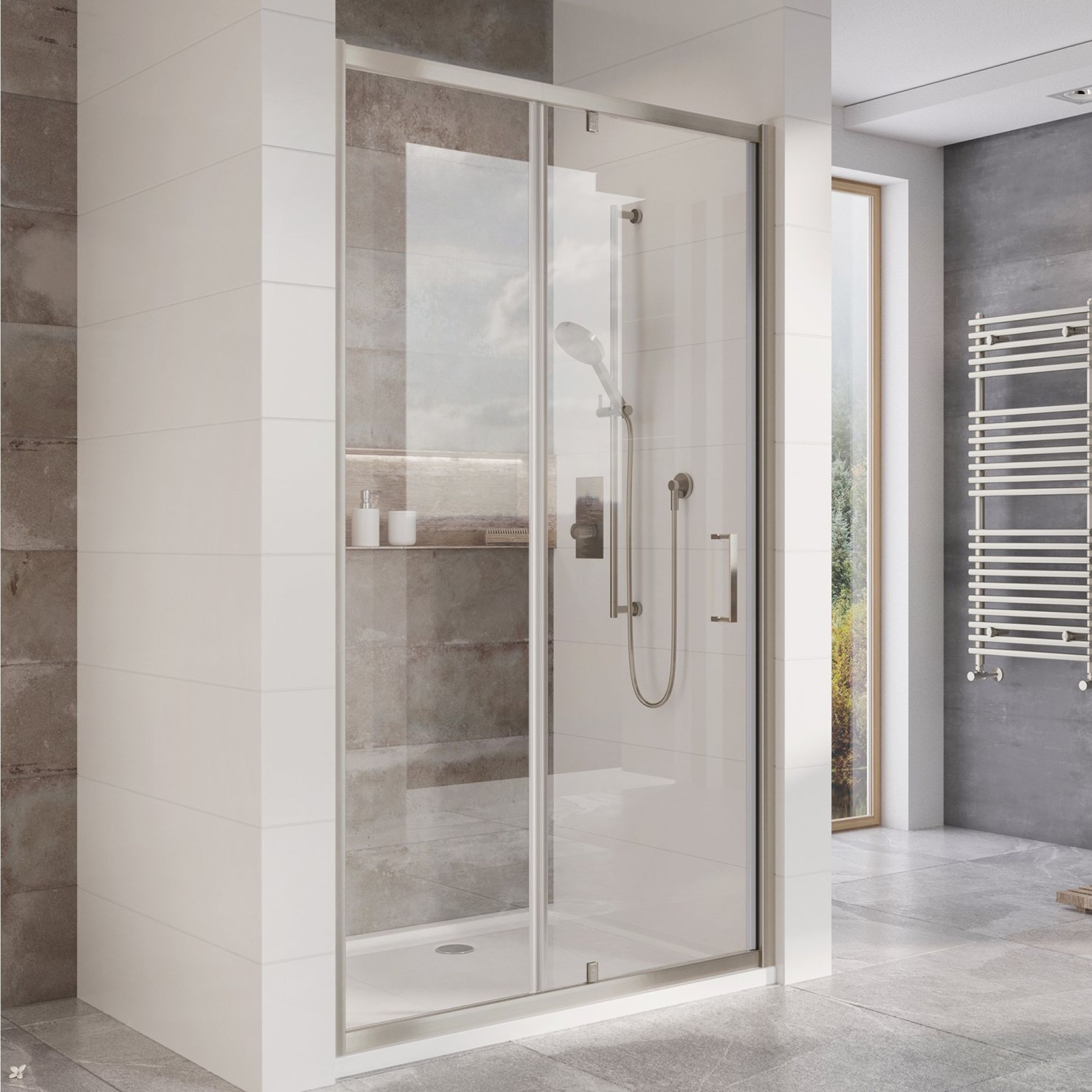 1400x900mm Black 8mm Glass Rectangular Sliding Shower Enclosure With Shower Tray - Pavo - Better Bathrooms - View #3