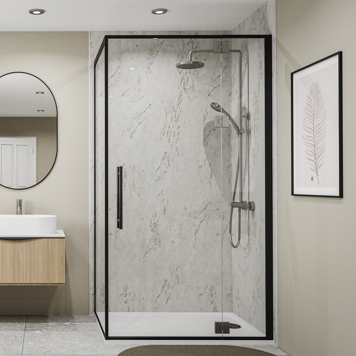 Vero Grey Marble Wall Panel | Waterproof Shower & Wall Panels