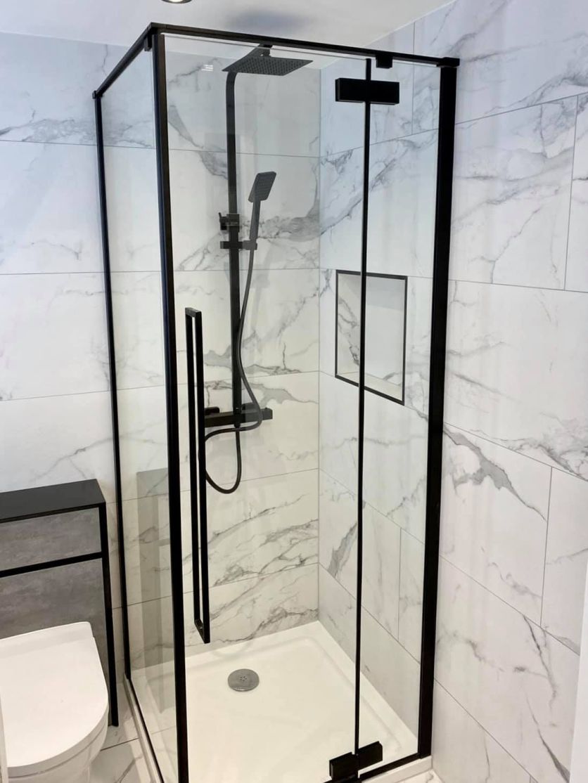 Taylor Black Hinged Shower Door