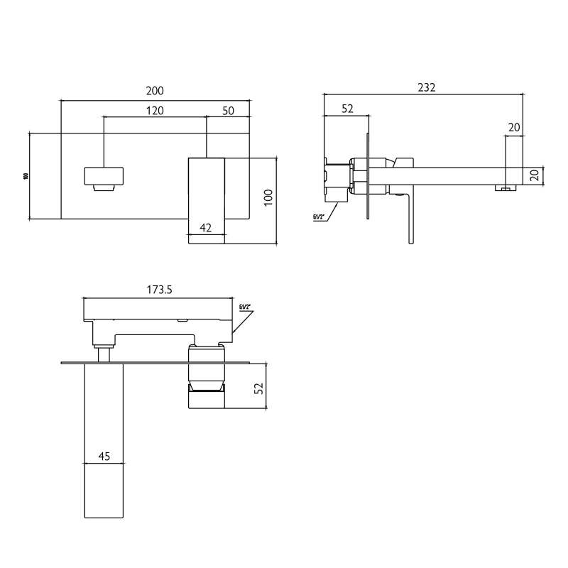 Nyland Chrome Wall Mounted Basin Mixer Tap