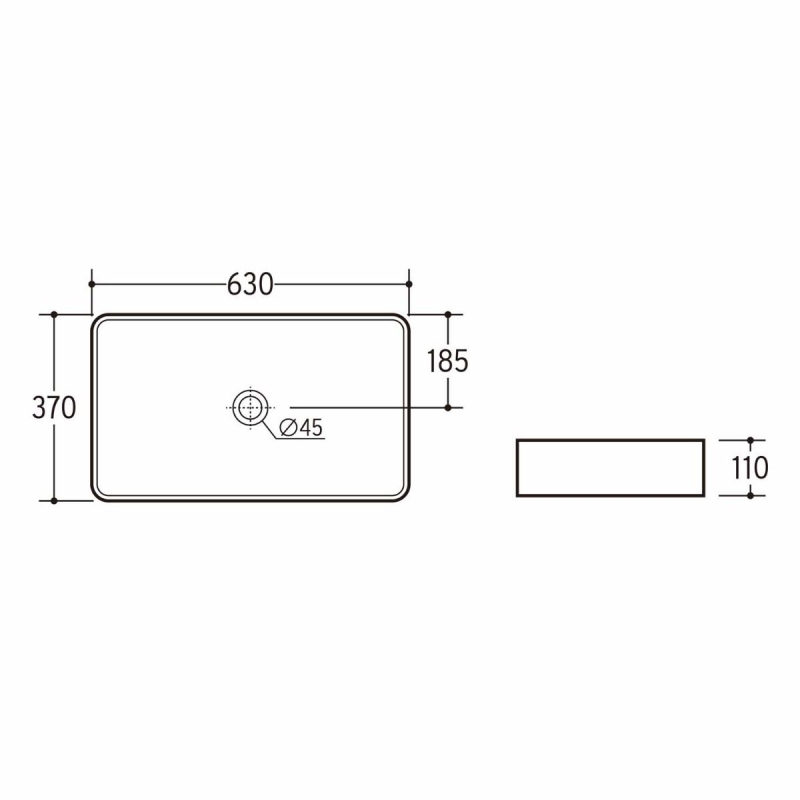 Monica Matt Black Rectangular Countertop Basin
