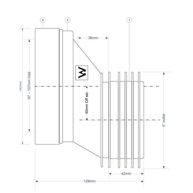 McAlpine 40mm Offset WC Connector - WC-CON4A
