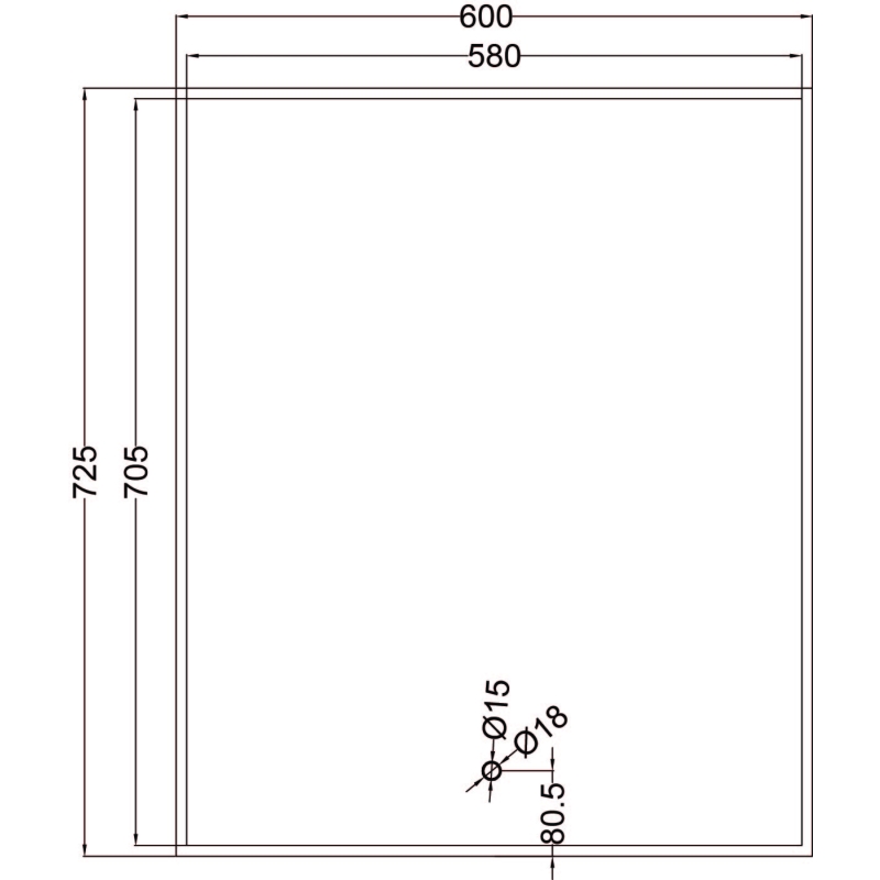 Rione Black Rectangular Backlit LED Heated Mirror 600x725mm