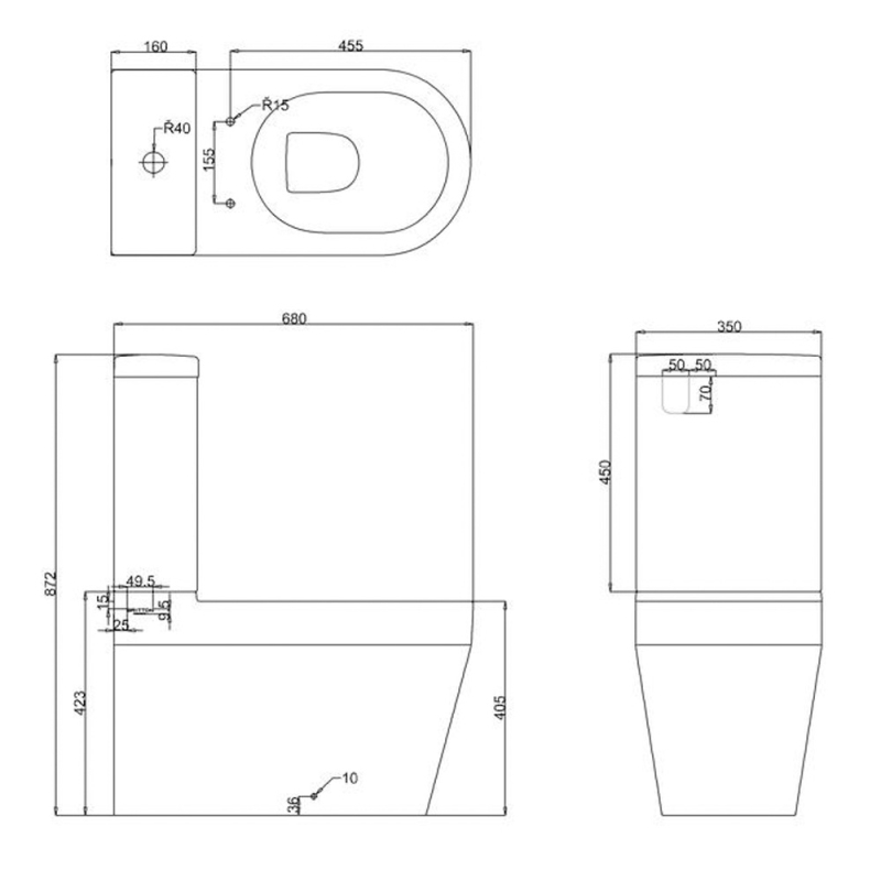 Britton Stadium Close Coupled Toilet with Soft Close Seat