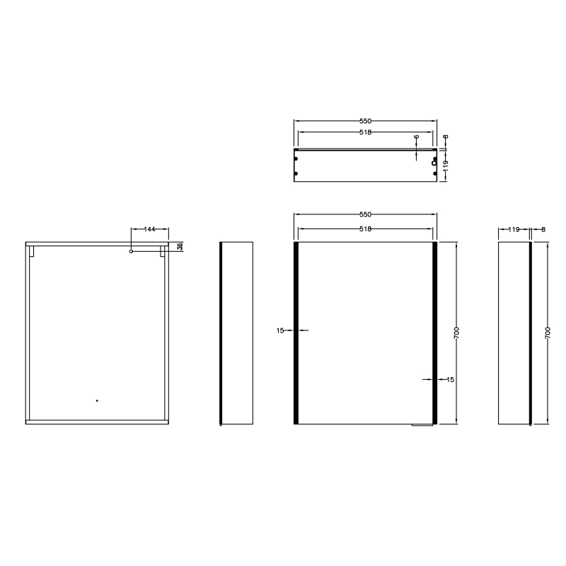 Lemer Motion Sensor Illuminated LED Mirrored Cabinet 550x700mm