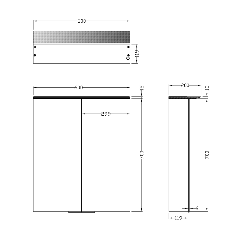 Ruby Motion Sensor Illuminated LED Mirror Wall Cabinet 600x700mm