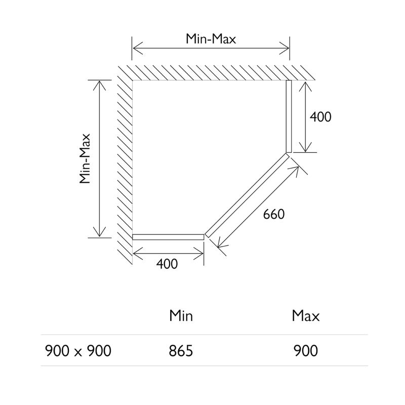Penta Chrome Frameless Shower Enclosure 900x900mm