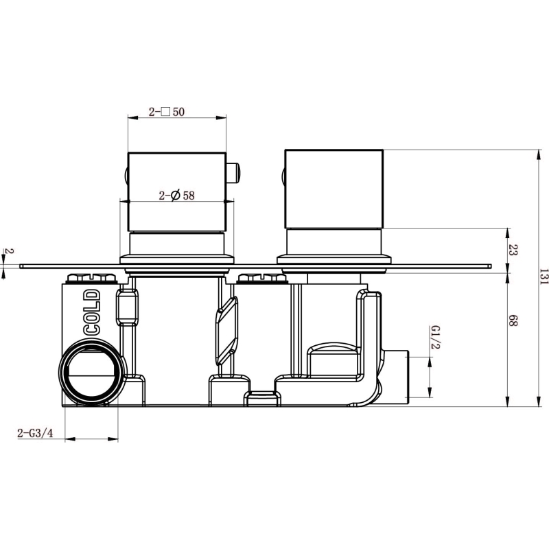 Zena Gunmetal Single Outlet Square Concealed Valve