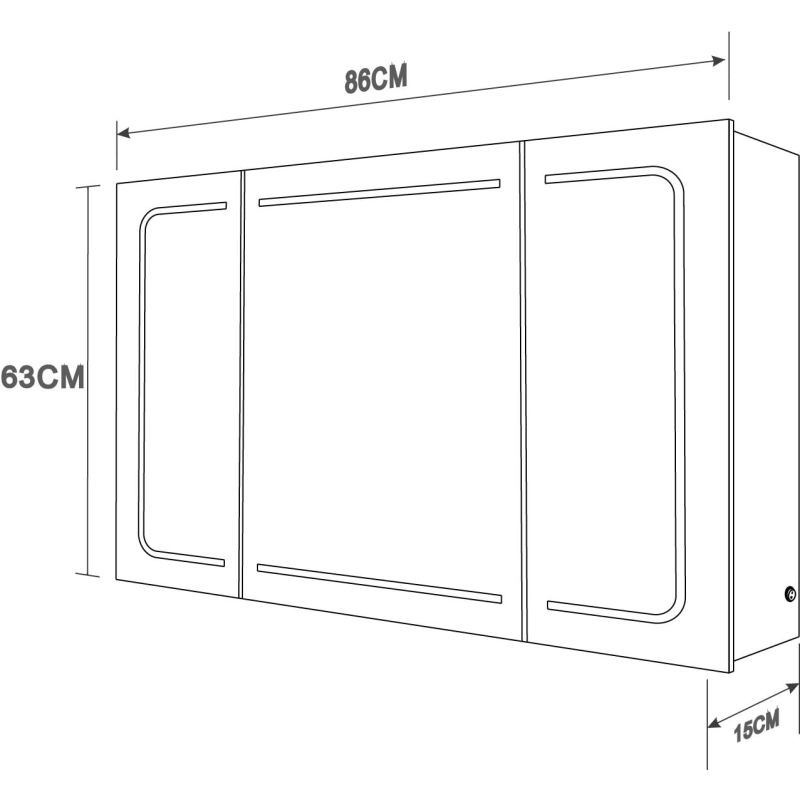 Manor Triple Door Illuminated LED Mirrored Wall Cabinet 860x630mm