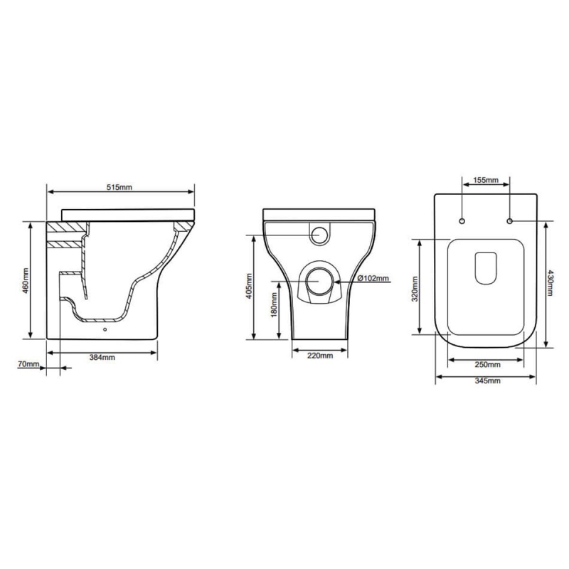 Tavistock Structure Comfort Height Back to Wall Toilet Pan WC with Soft Close Seat