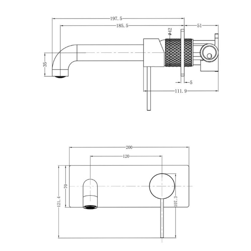 Moray Gunmetal Knurled Wall Mounted Bath Tap