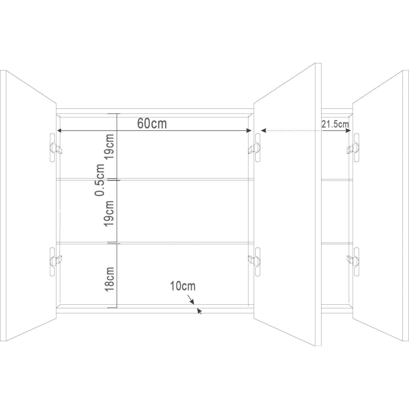 Manor Triple Door Illuminated LED Mirrored Wall Cabinet 860x630mm