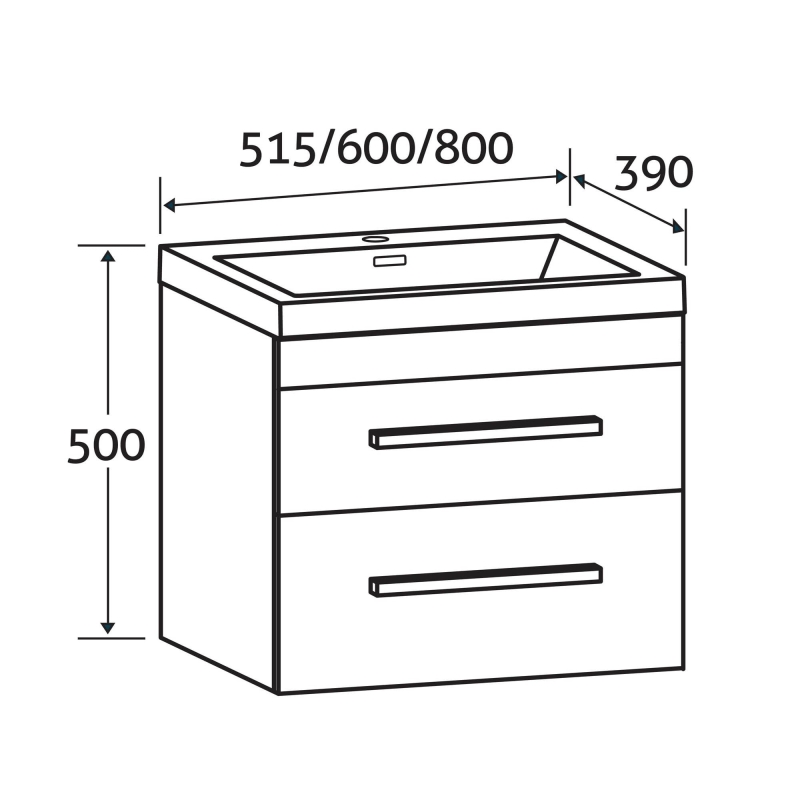 Nante Light Elm Wall Hung Vanity Unit with Glass Basin 800mm